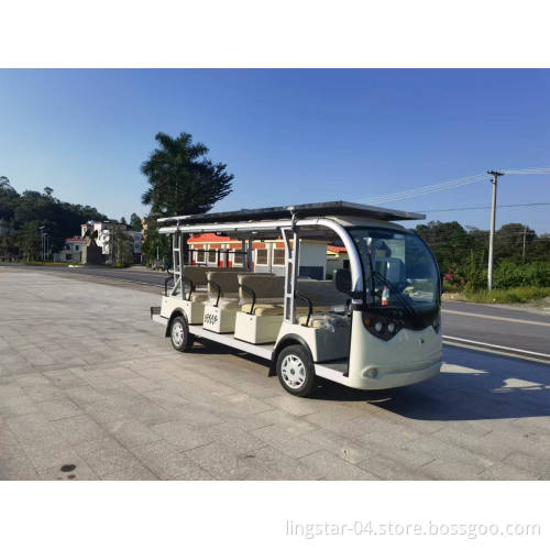 New 14 Seats Electric Sightseeing Vehicle Solar Vehicle  Tourist Bus Mini Bus with Dual Power Assist System Mileage 100-150 km